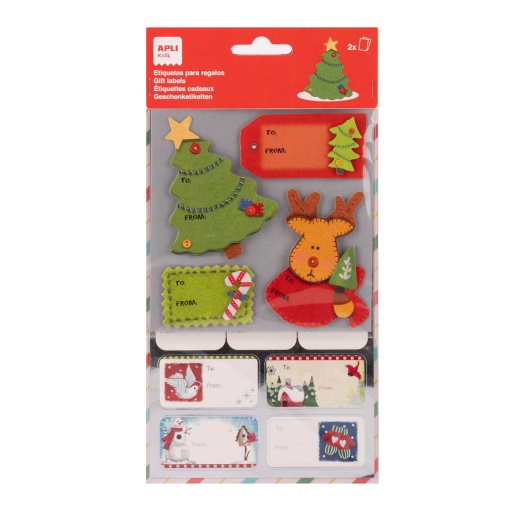 Adhesive labels for kids' Christmas tree appliqué (2 sheets) blister pack