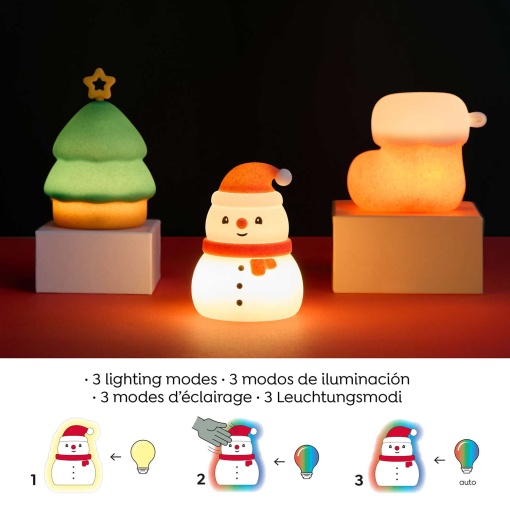 Mini luz de presença em silicone Miquelrius Back2Fun Xmas Time mini boneco de neve