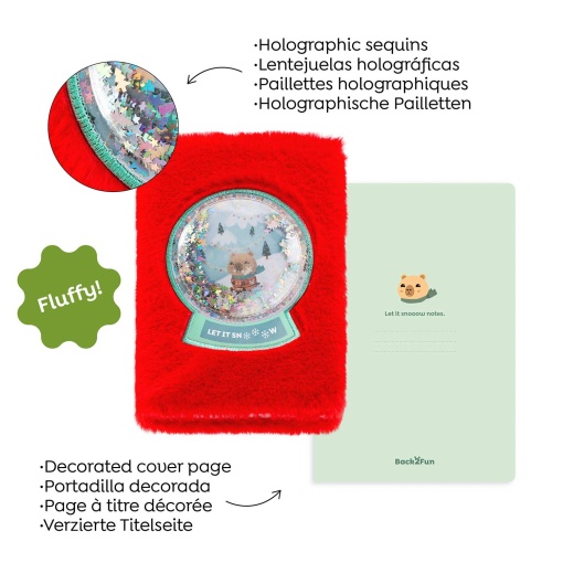 Caderno de pelúcia A5 miquelrius Back2Fun Xmas Time Capivara pontilhado