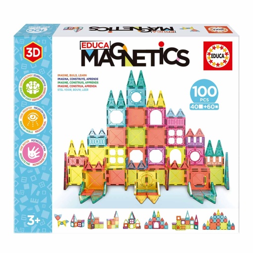 Magnetic building game, 100 pieces, Educa
