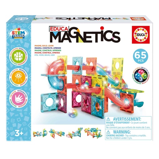 Jogo de construção magnético Stem Tracks Light 65 peças Educa