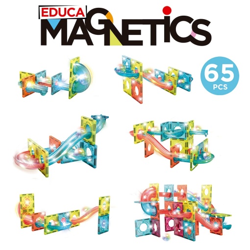 Magnetic building game Stem Tracks Light 65 pieces Educa