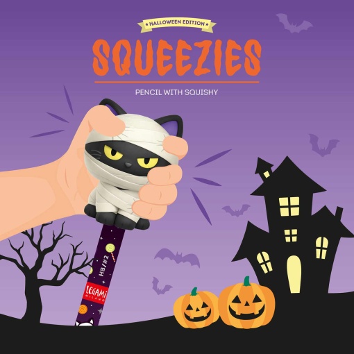 Graphite pencils with squishy Legami Halloween Squeezies Cat "Nine Lives Later..." HB No. 2 9