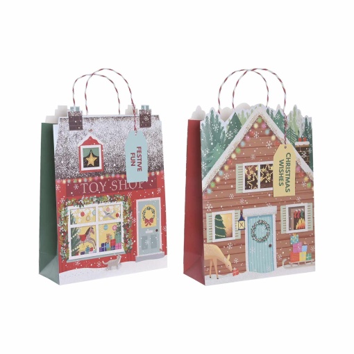 Saco de papel asa torcida Item casa purpurina 31x12x42cm sortido