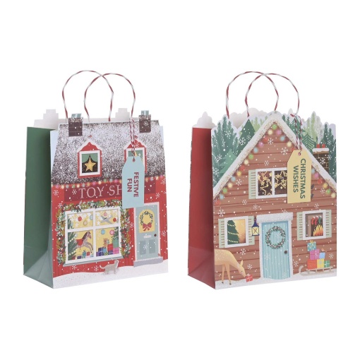 Paper bag with twisted handle, home item, glitter, 26x12x32cm, assorted.