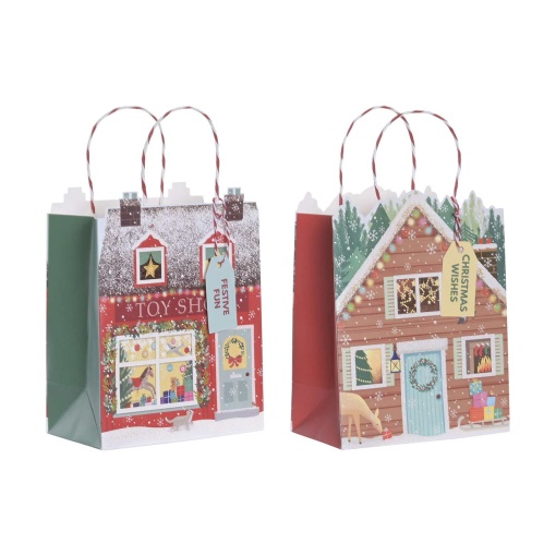Paper bag with twisted handle, home decor item, glitter, 18x10x23cm, assorted.
