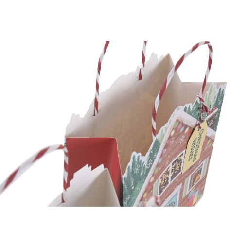 Bolsa de papel con asa retorcida, artículo de decoración para el hogar, con purpurina, 18x10x23cm, colores surtidos.