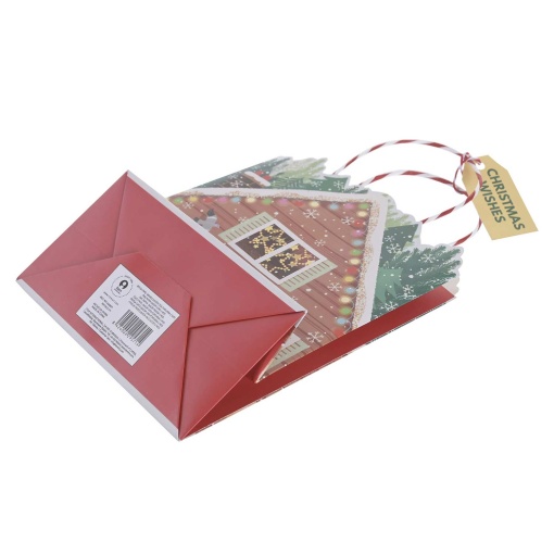 Bolsa de papel con asa retorcida, artículo de decoración para el hogar, con purpurina, 18x10x23cm, colores surtidos.