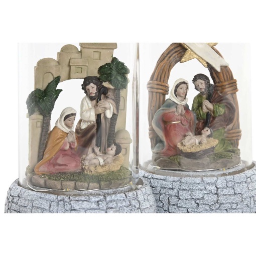 Holy Family in bell-shaped display case with LED. Item 10x10x21cm, assorted.