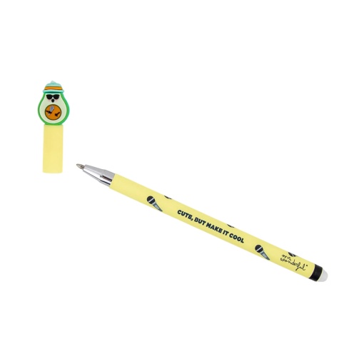 Erasable Mr. Wonderful Bo-Bo avocado pen with microphone "Cute, But Make It Cool"