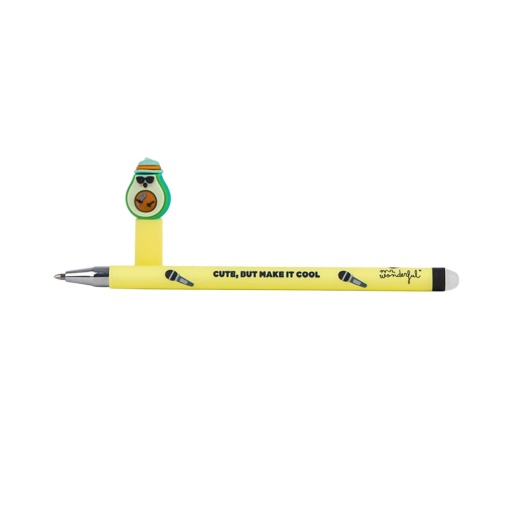 Erasable Mr. Wonderful Bo-Bo avocado pen with microphone "Cute, But Make It Cool"