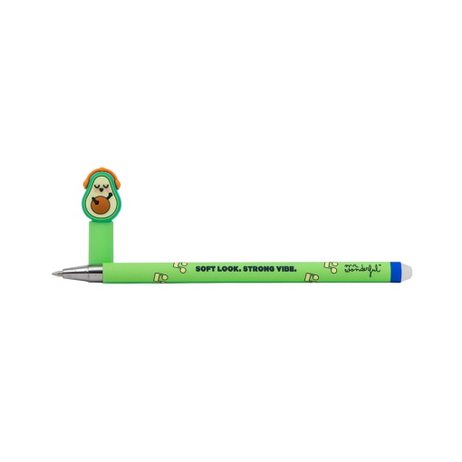 Erasable Mr. Wonderful Bo-Bo avocado pen with headphones "Soft Look, Strong Vibe"