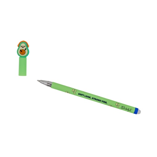Erasable Mr. Wonderful Bo-Bo avocado pen with headphones "Soft Look, Strong Vibe"