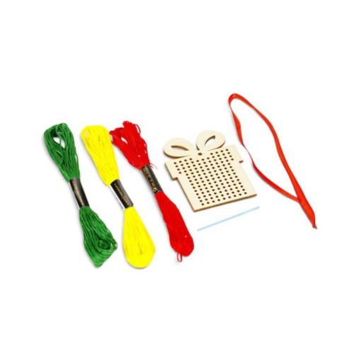 Kit ponto cruz pendente de madeira Festive Friends sortido
