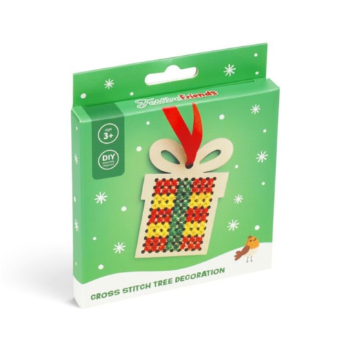 Kit ponto cruz pendente de madeira Festive Friends sortido