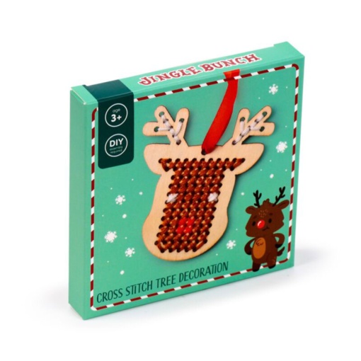 Kit ponto cruz pendente de madeira Jingle Bunch sortido
