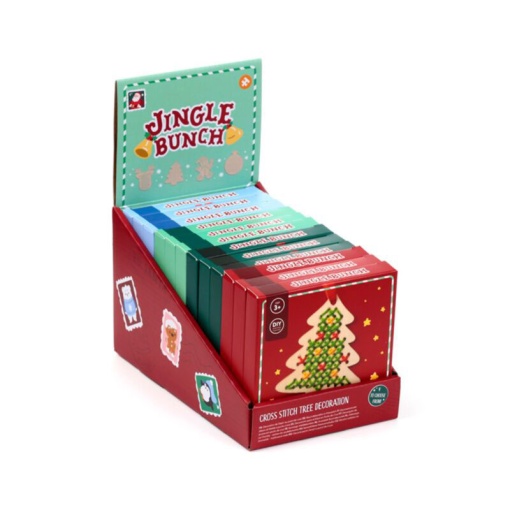 Kit ponto cruz pendente de madeira Jingle Bunch sortido