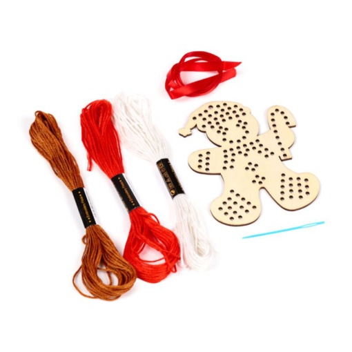 Kit ponto cruz pendente de madeira Jingle Bunch sortido
