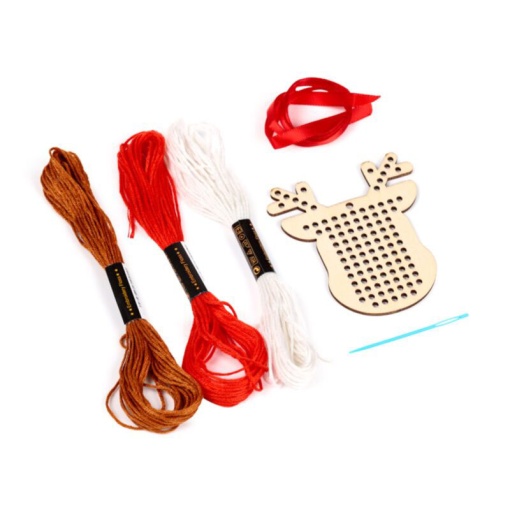 Kit ponto cruz pendente de madeira Jingle Bunch sortido