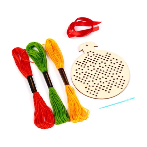Kit ponto cruz pendente de madeira Jingle Bunch sortido