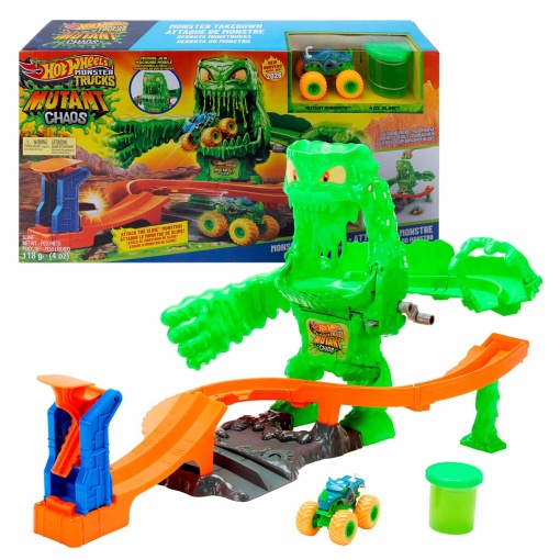 Hot Wheels Monster Trucks Mutant Chaos Track Monster Defeat Mattel JMK90