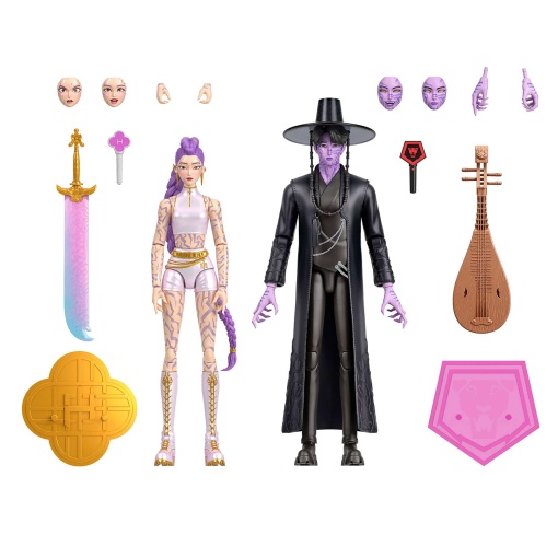 Cazadores de demonios de K-Pop Rumi y Jinu con manos, caras y accesorios intercambiables Mattel JRY40