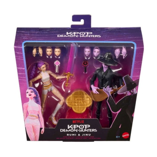 Cazadores de demonios de K-Pop Rumi y Jinu con manos, caras y accesorios intercambiables Mattel JRY40