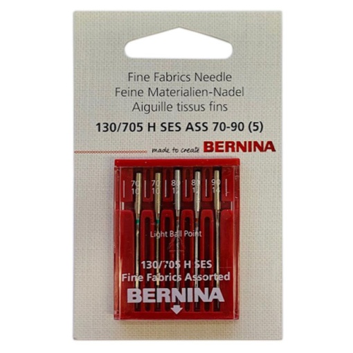 Agujas para máquina de coser Bernina n.º 70-90 para tejidos finos (5 unidades)