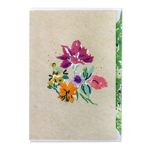 Artebene embroidered flower postcard
