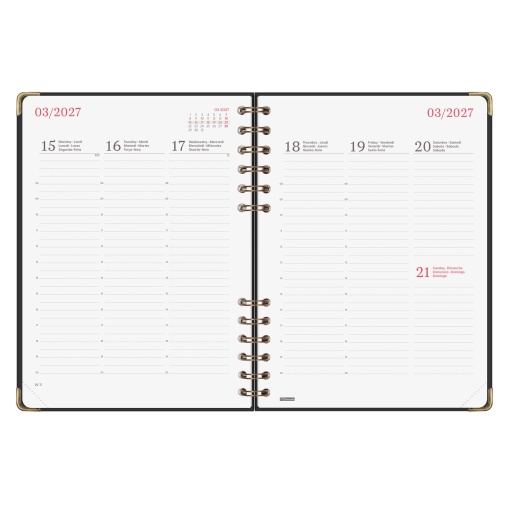 Agenda semanal A5 2027 espiral finocam Alma preto
