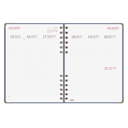 Weekly planner A5 2027 spiral bound Finocam Alma Azul