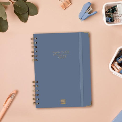 Weekly planner A5 2027 spiral bound Finocam Alma Azul