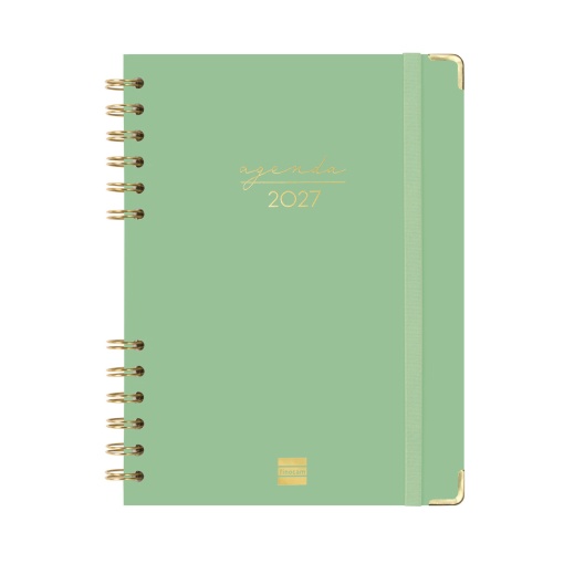 Weekly planner A5 2027 spiral bound Finocam Alma Verde