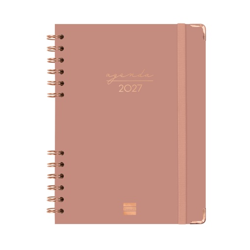 Weekly planner A5 2027 spiral bound Finocam Alma Rosa