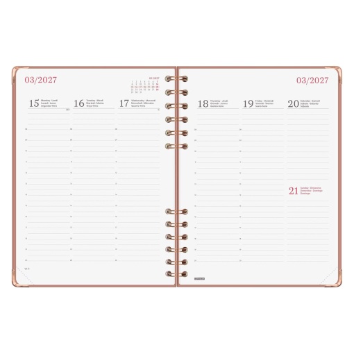 Agenda semanal A5 2027 espiral finocam Alma rosa