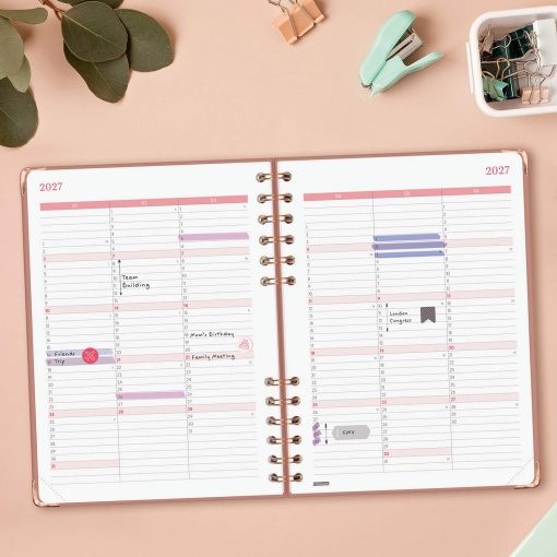 Agenda semanal A5 2027 espiral finocam Alma rosa