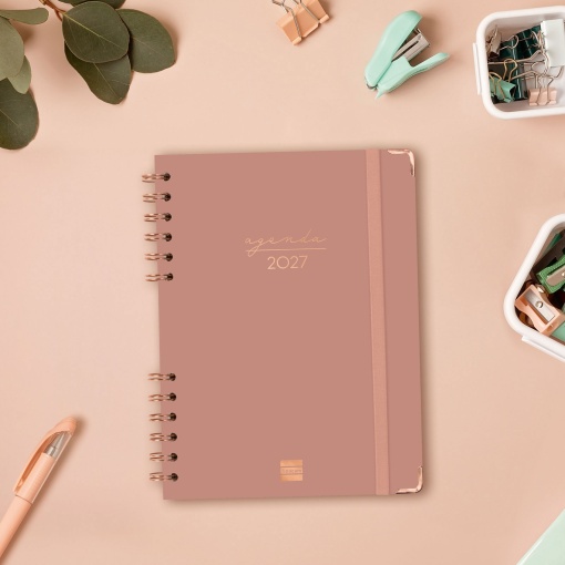 Agenda semanal A5 2027 espiral finocam Alma rosa