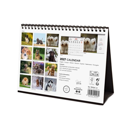 Calendário de secretária 2027 finocam 21x15cm Dogs