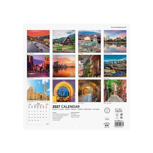2027 Finocam Wall Calendar 30x30cm Traveling
