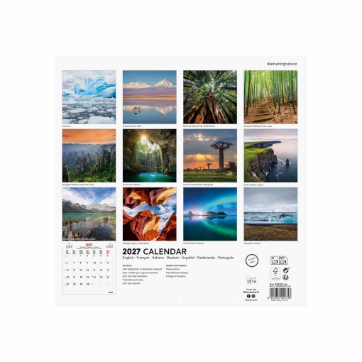 2027 wall calendar finocam 30x30cm Nature
