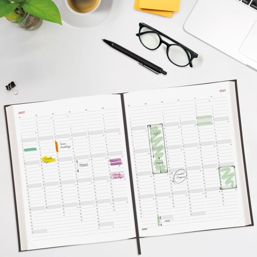 2-day-per-page A4 planner 2027 Finocam Milano black