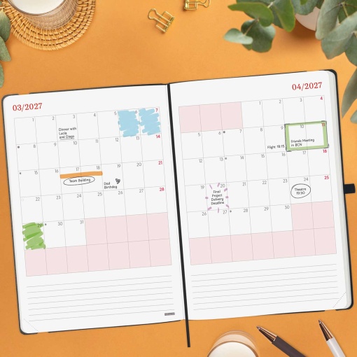 Weekly planner 176x250mm 2027 Finocam Capri black