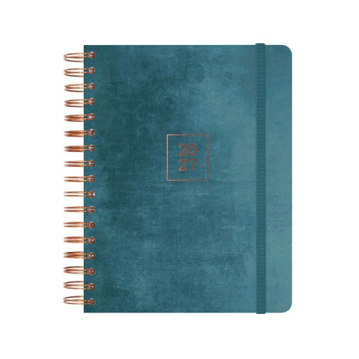 A5 2027 weekly planner, spiral bound, Finocam Optimal blue