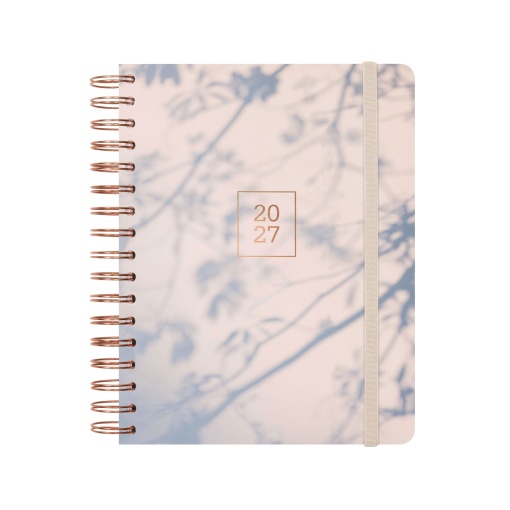 A5 2027 weekly planner, spiral bound, Finocam Optimal, gray.