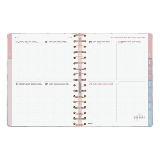 A5 2027 weekly planner, spiral bound, Finocam Optimal, gray.