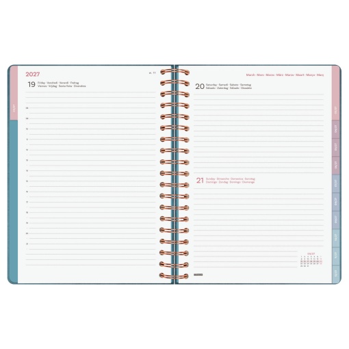 Daily planner 176x250mm 2027 spiral bound Finocam Optimal blue