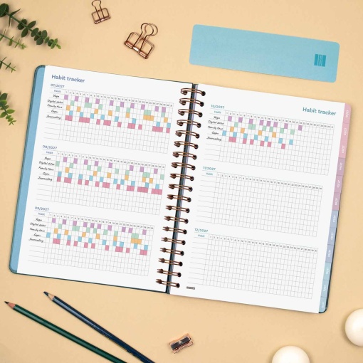 Daily planner 176x250mm 2027 spiral bound Finocam Optimal blue