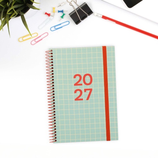 Weekly planner A5 2027 spiral binding Finocam Fashion squares