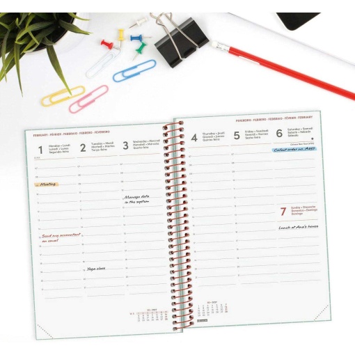 Weekly planner A5 2027 spiral binding Finocam Fashion squares