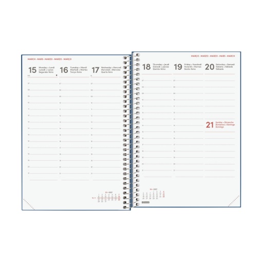 Weekly planner A5 2027 spiral bound, Finocam Fashion, blue